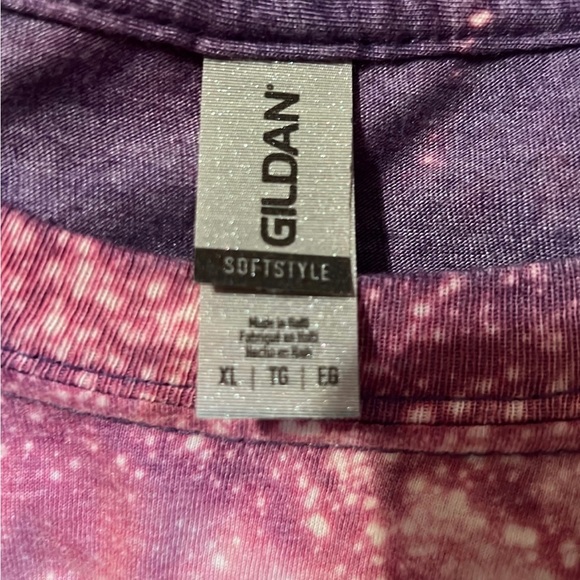 PEACE LOVE AND LOADED TEA, purple bleached out tshirt, top, size XL - Picture 4 of 4